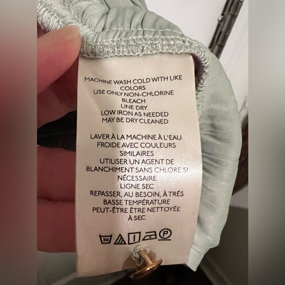 By Anthropologie Sz 2X Mint Green Open Back Blouson Sleeve Blouse Elegant Flowy - Picture 10 of 16